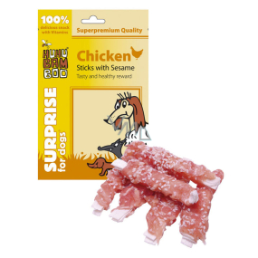 Huhubamboo Chicken Sticks mit Sesam natürlicher Fleischspezialität für Hunde 75 g