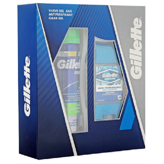 Gillette Cool Wave Clear Antitranspirant Gel + Sensitive Rasiergel 200 ml, Kosmetikset für Männer