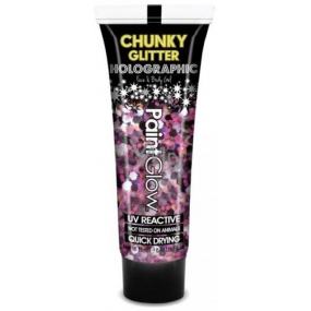 Diva & Nice Chunky Glitter Holographisches UV-Dekorgel für Körper und Gesicht Purple Haze - Purple Pink 13 ml
