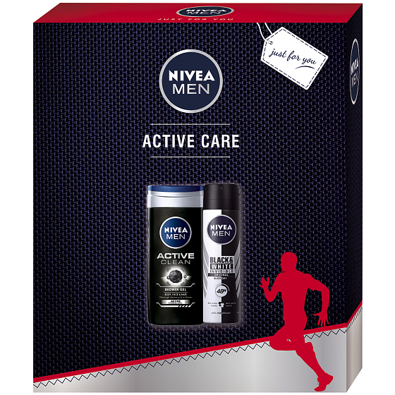 Nivea Men Black & White Power Antitranspirant-Spray 150 ml + Men Active Clean Duschgel 250 ml, Kosmetikset