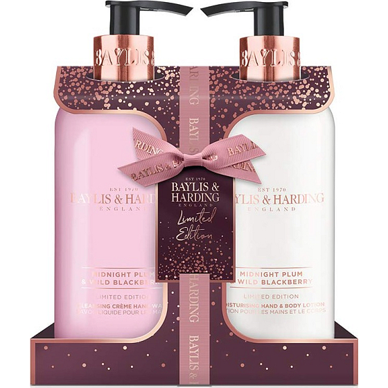 Baylis & Harding Midnight Plum und Wild Blackberry flüssige Handseife 300 ml + Hand- und Körpermilch 300 ml, Kosmetikset