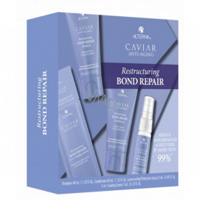 Alterna Caviar Restructuring Bond Repair Regenerierendes Shampoo für geschädigtes Haar 40 ml + Spülung 40 ml + Leave-in Hitzeschutzspray 25 ml + 3-in-1-Versiegelungsserum 7 ml Testset-Set
