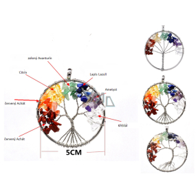 7 Chakren Baum des Lebens Anhänger Naturstein, Heilung 5 cm