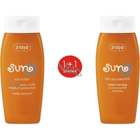 Ziaja Sun SPF 20 Wasserfeste Sonnenschutzlotion 150 ml + Sonnenschutzaktivator mit Tyrosin 150 ml, Duopack
