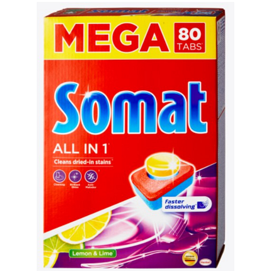 Somat All in 1 Lemon & Lime Geschirrspültabletten 80 Stück