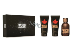 Dsquared2 Wood pour Homme Eau de Toilette für Männer 100 ml + Aftershave-Balsam 100 ml + Duschgel 100 ml, Geschenkset