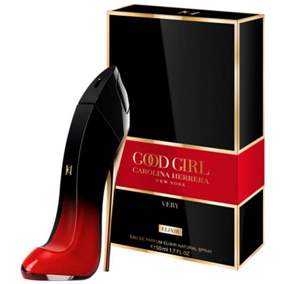 Flakon parfémované vody Carolina Herrera Very Good Girl Elixir pro ženy 50 ml ve tvaru elegantního červeného střevíčku na jehlovém podpatku