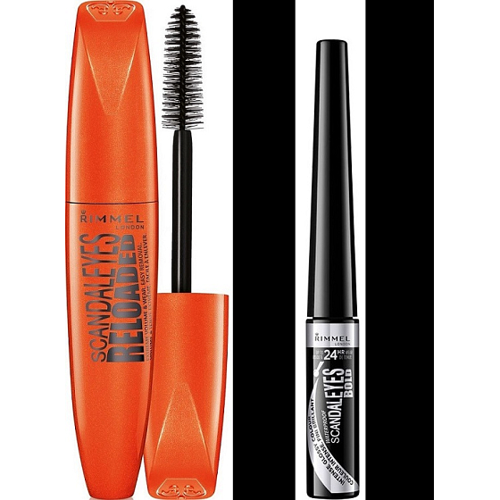 Rimmel London Scandaleyes Reloaded Mascara 001 Schwarz 12 ml + Scandaleyes Bold Waterproof Eyeliner 001 Schwarz 2,5 ml, Duopack
