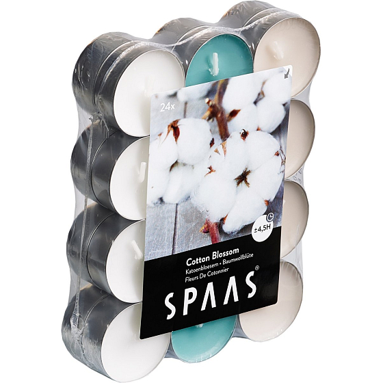 Spaas Cotton Blossom - Teelichter mit Baumwollduft 24 Stück