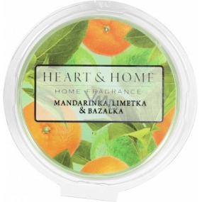 Heart & Home Mandarine, Limette und Basilikum Soja natürliches Duftwachs 27 g