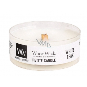 WoodWick White Teak - Duftkerze aus weißem Teakholz mit zierlichem Holzdocht 31 g