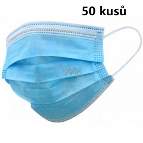 Renmed Veil 3-lagiges medizinisches Einweg-Schutzvlies, Filtereffizienz 99% 50 Stück blau