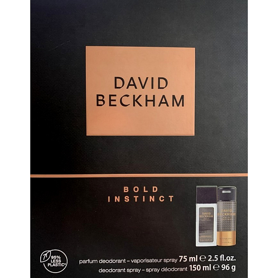 David Beckham Bold Instinct parfümiertes Deo-Glas für Männer 75 mll + Deo-Spray 150 ml, Geschenkset für Männer