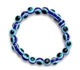 Blaues Augenarmband elastisch, Kugel 6 mm / 16 - 17 cm