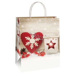 Ditipo Geschenkpapierbeutel 18 x 8 x 24 cm Weihnachtslaterne und Herz mit Schneeflocke