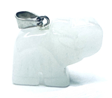 Quarz Elefant Anhänger Naturstein, handgeschliffene Figur 1,8 x 2,5 x 8 mm, der perfekte Heiler