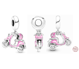 Charm Sterling Silber 925 Motorrad in die Stadt rosa, Reise-Armband-Anhänger