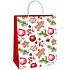 Ditipo Geschenkpapier Tasche EKO 18 x 8 x 24 cm Weihnachten weiß, Ornamente, Lebkuchen, Tannenzapfen, Zweige