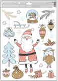 Fensterfolie weihnachtlich bunt mit Glitzer-Weihnachtsmann 30 x 42 cm
