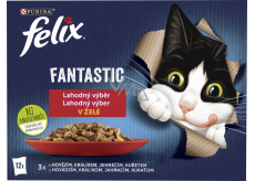 Felix Fantastic kapsičky pro kočky s Hühnchen, Rind, Kaninchen a Lamm, 12 × 85 g