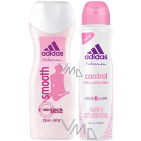 Adidas Control Smooth Duschgel 250 ml + Control Ultra Protection Antitranspirant Deodorant Spray für Frauen 150 ml, Kosmetikset