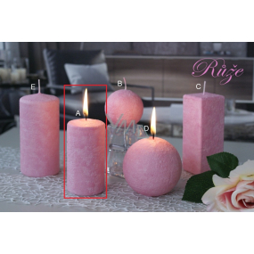 Lima Marmor Duft von Blumen Rosenduftkerze rosa Zylinder 50 x 100 mm 1 Stück