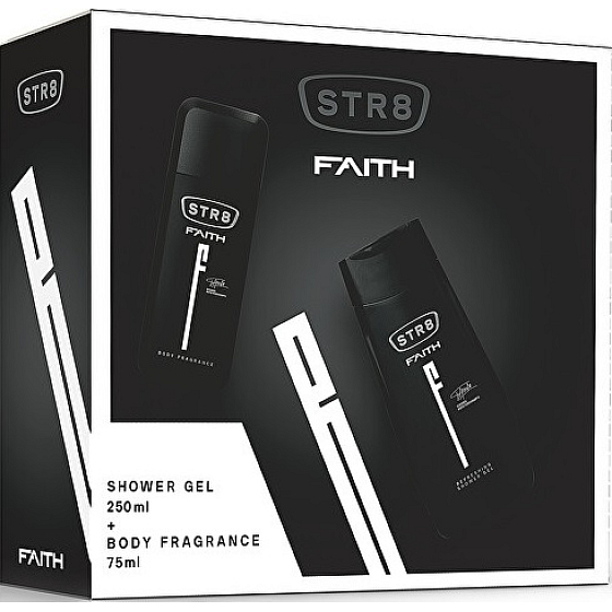 Str8 Faith parfümiertes Deodorantglas für Männer 75 ml + Duschgel 250 ml, Kosmetikset