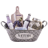 Bohemia Gifts Lavendeldose Duschgel 200 ml + Haarshampoo 200 ml + Badesalz 1200 ml + Seife in einer Dose von 80 g + dekoratives Schneidebrett, Kosmetikset