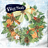 Große weiche Papierservietten 2-lagig 33 x 33 cm 20 Stück Weihnachten Hellblau mit Kranz