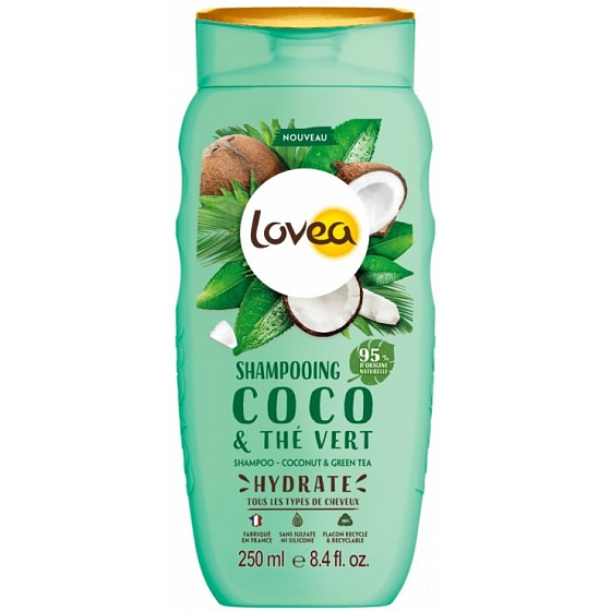 Lovea Kokosnuss- und Grüntee-Shampoo für alle Haartypen 250 ml