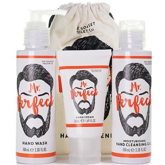 Somerset Toiletry Pan Perfect Flüssigseifenspender 100 ml + Desinfektionsgel 100 ml + Handcreme 50 ml, Kosmetikset für Herren