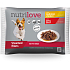 Nutrilove Geschmorte Filets mit leckerem Hähnchen in Soße, geschmorte Filets mit saftigem Rinder Alleinfutter Tasche 4 x 85 g