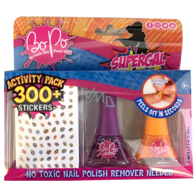 Bo-Po Supergal Peeling Nagellack lila 2,5 ml + Peeling Nagellack orange 2,5 ml + Nagelsticker, Kosmetikset für Kinder