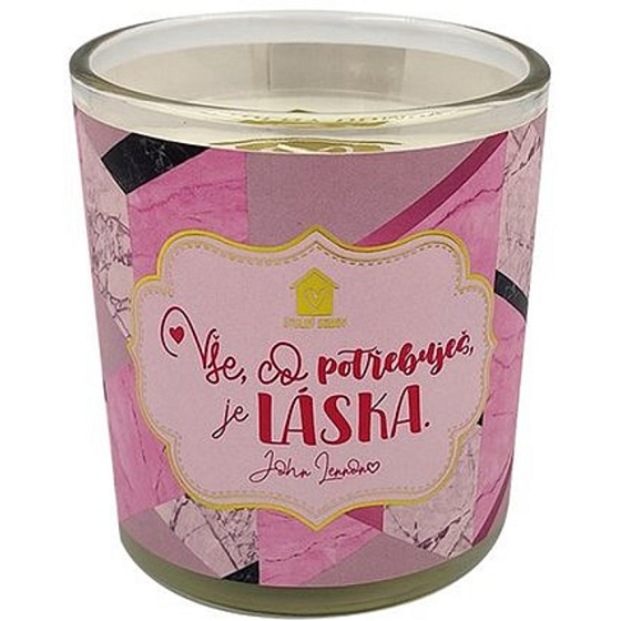 Nekupto Cosy home All you need is love Geschenk-Duftkerze im Glas 9 x 9,5 cm