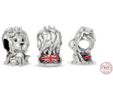 Sterling Silber 925 England Löwe Figur Perle auf Reise-Armband ca. 10 mm