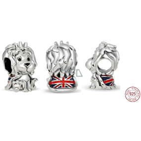 Sterling Silber 925 England Löwe Figur Perle auf Reise-Armband ca. 10 mm