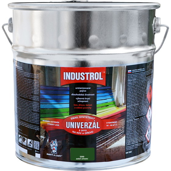 Industrol S2013 universell glänzende Deckfarbe für Metall und Holz, 5300 mittelgrün, 9 l