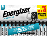 Energizer Baterie Max Plus AA Batterien, 8+4 Stück