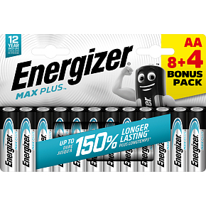 Energizer Baterie Max Plus AA Batterien, 8+4 Stück