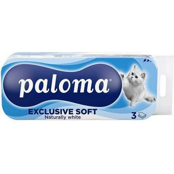 Paloma Exclusive Soft White 3-lagiges Toilettenpapier, 10 Rollen, 12,98 m Rolle