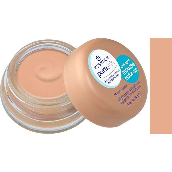 Essence Pureskin Anti-Spot Mousse Make-up 01 Matt Beige 14 g