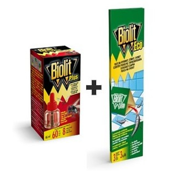 Biolit Plus Evaporator Flüssigkeit 60 Nächte gegen Fliegen und Mücken nachfüllen 46 ml + Biolit Eco Fischfalle zur Überwachung von 3 Stück
