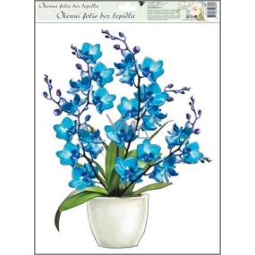 Fensterfolie ohne Orchideenkleber blau 42 x 30 cm