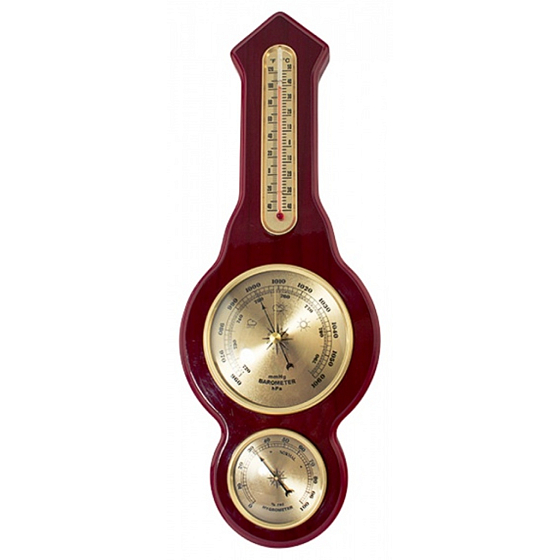 Albi Barometer Drei-Kombinations-Barometer mit Thermometer und Hygrometer aus Holz