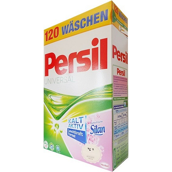 Persil Extra Frische Silan Universal Waschpulver für weiße und leichte Wäschekiste 120 Dosen 8,4 kg