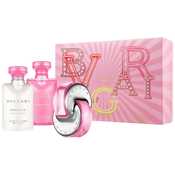 Bvlgari Omnia Pink Saphir Eau de Toilette für Frauen 40 ml + Körperlotion 40 ml + Duschgel 40 ml, Geschenkset