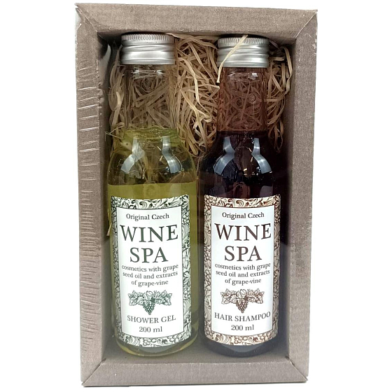 Bohemia Gifts Wine Spa Wein-Kosmetik Traubenkernöl und Weinrebenextrakt Duschgel 200 ml + Haarshampoo 200 ml Kosmetikset