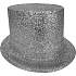 Karneval Zylinder mit silbernem Glitzer 25 cm
