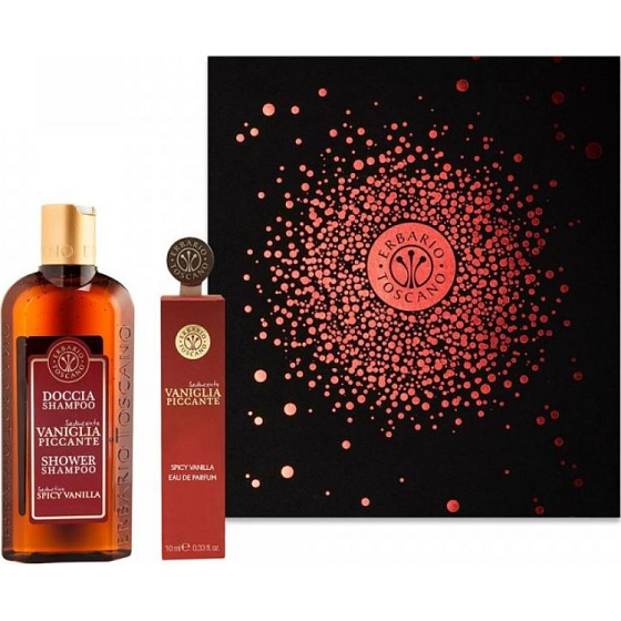 Erbario Toscano Vanille und Gewürze Duschgel 125 ml + parfümiertes Wasser für Frauen 10 ml, Geschenkset