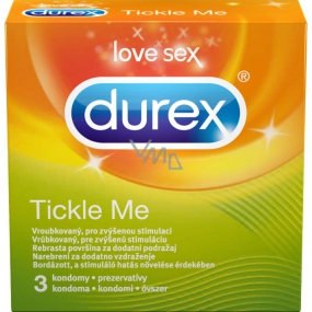 Durex Tickle Me farbiges Kondom mit gerändelter Oberfläche Nennweite: 53 mm 3 Stück